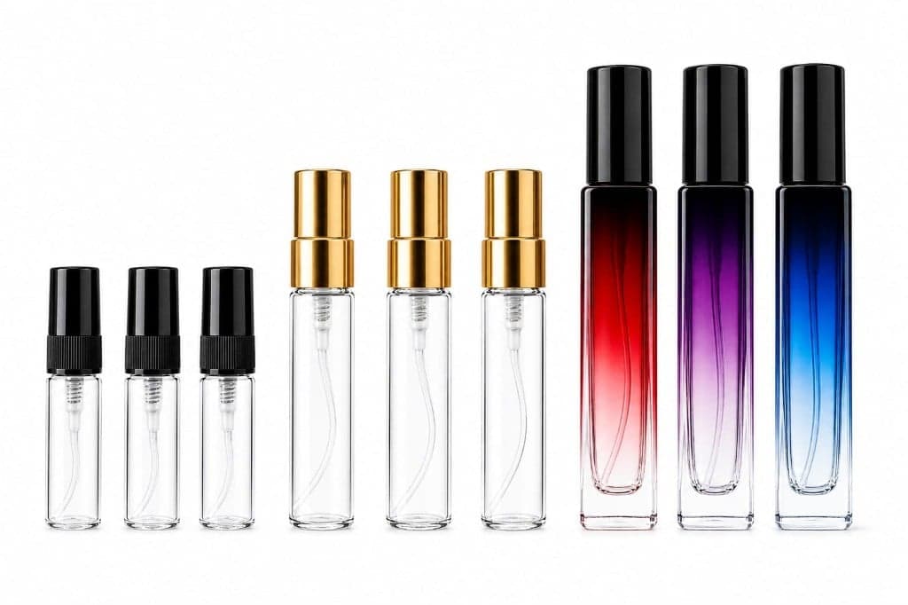 Decants de 3 ml, 5 ml y 10 ml con tapa dorada